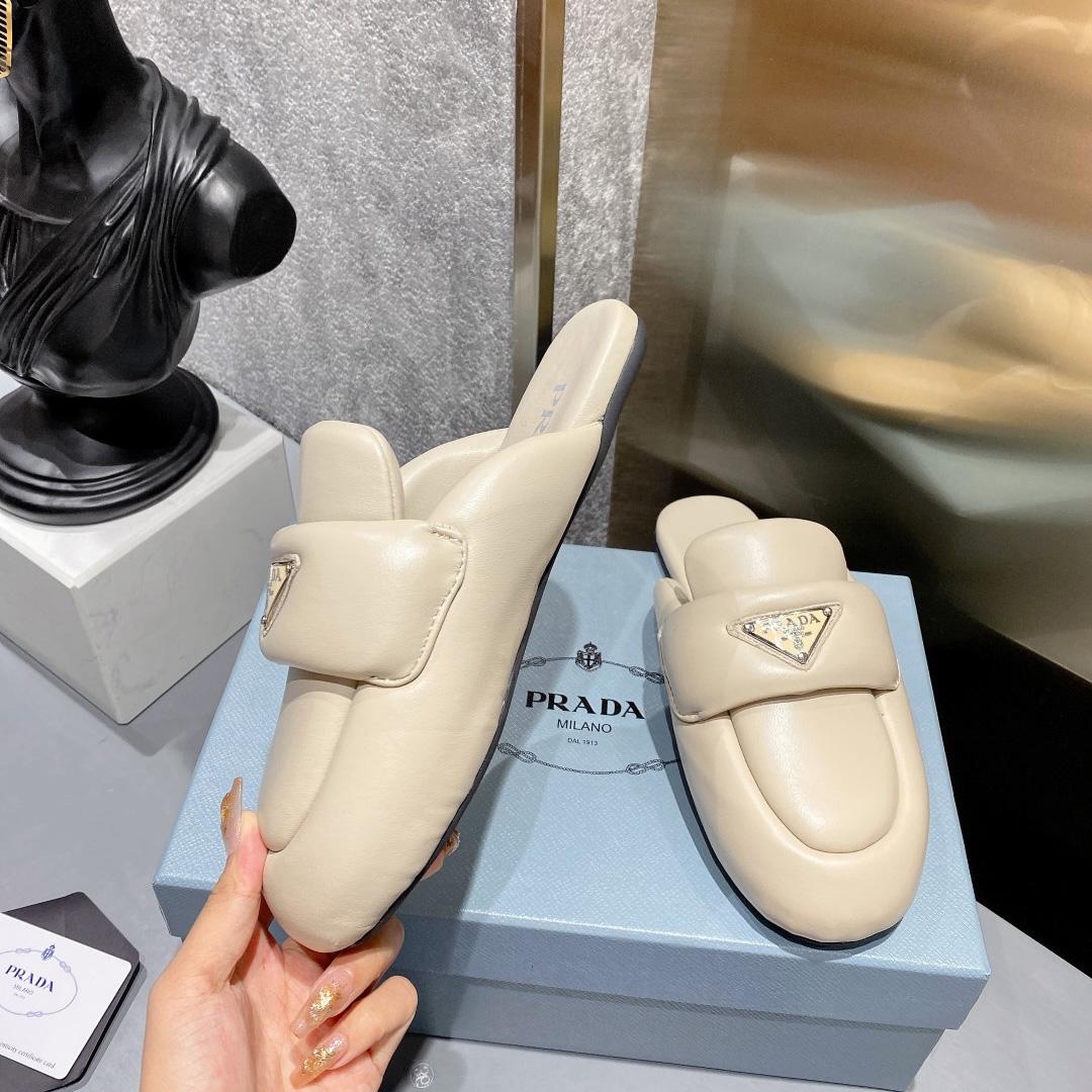 Prada Soft Padded Nappa Leather Sabots - PerfectKickZ