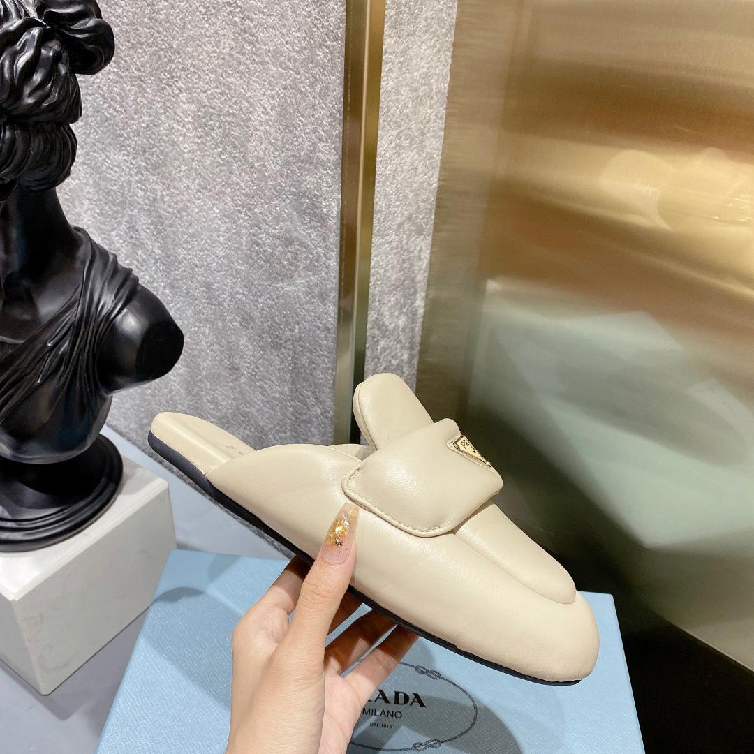 Prada Soft Padded Nappa Leather Sabots - PerfectKickZ