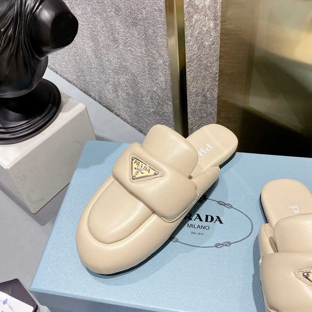 Prada Soft Padded Nappa Leather Sabots - PerfectKickZ