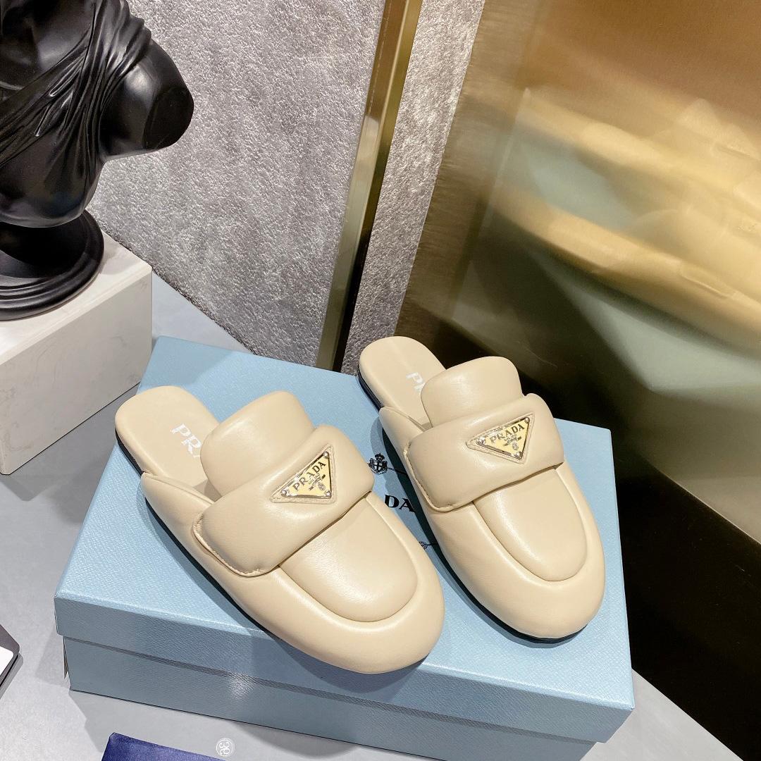 Prada Soft Padded Nappa Leather Sabots - PerfectKickZ