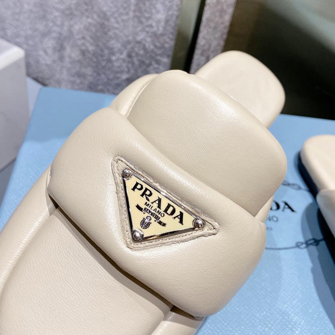 Prada Soft Padded Nappa Leather Sabots - PerfectKickZ