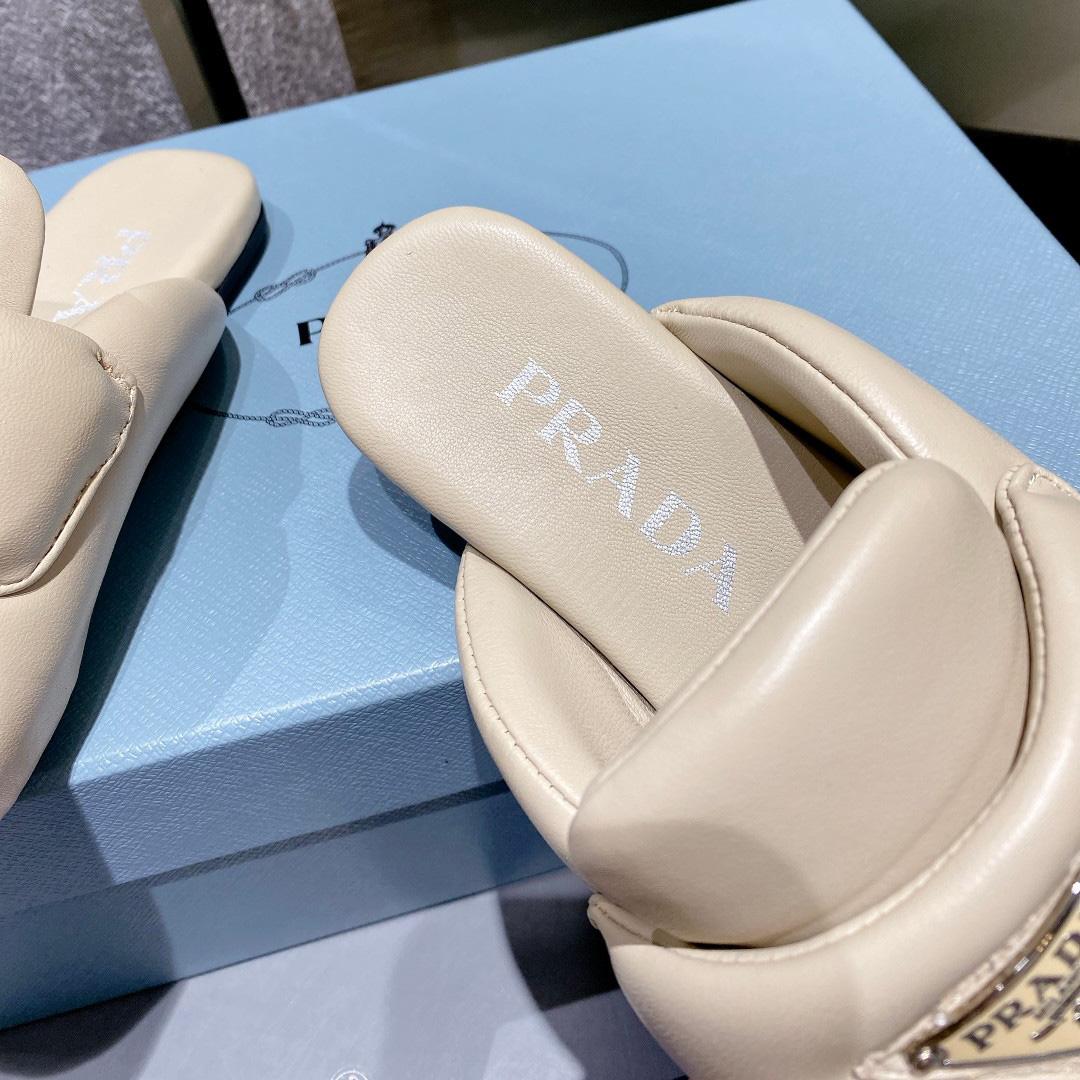 Prada Soft Padded Nappa Leather Sabots - PerfectKickZ