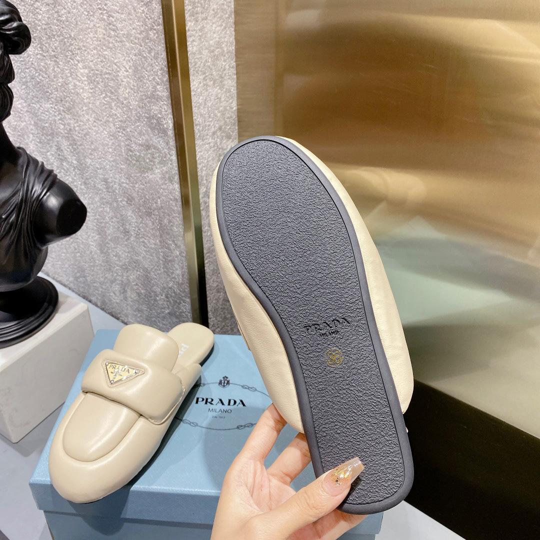 Prada Soft Padded Nappa Leather Sabots - PerfectKickZ