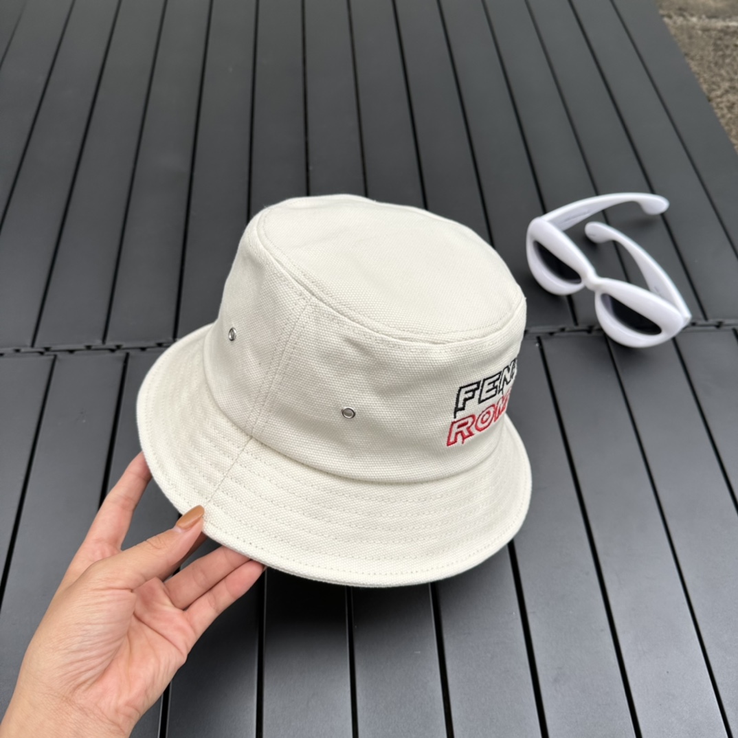 Fendi Lunar New Year Capsule White Fabric Bucket Hat - PerfectKickZ