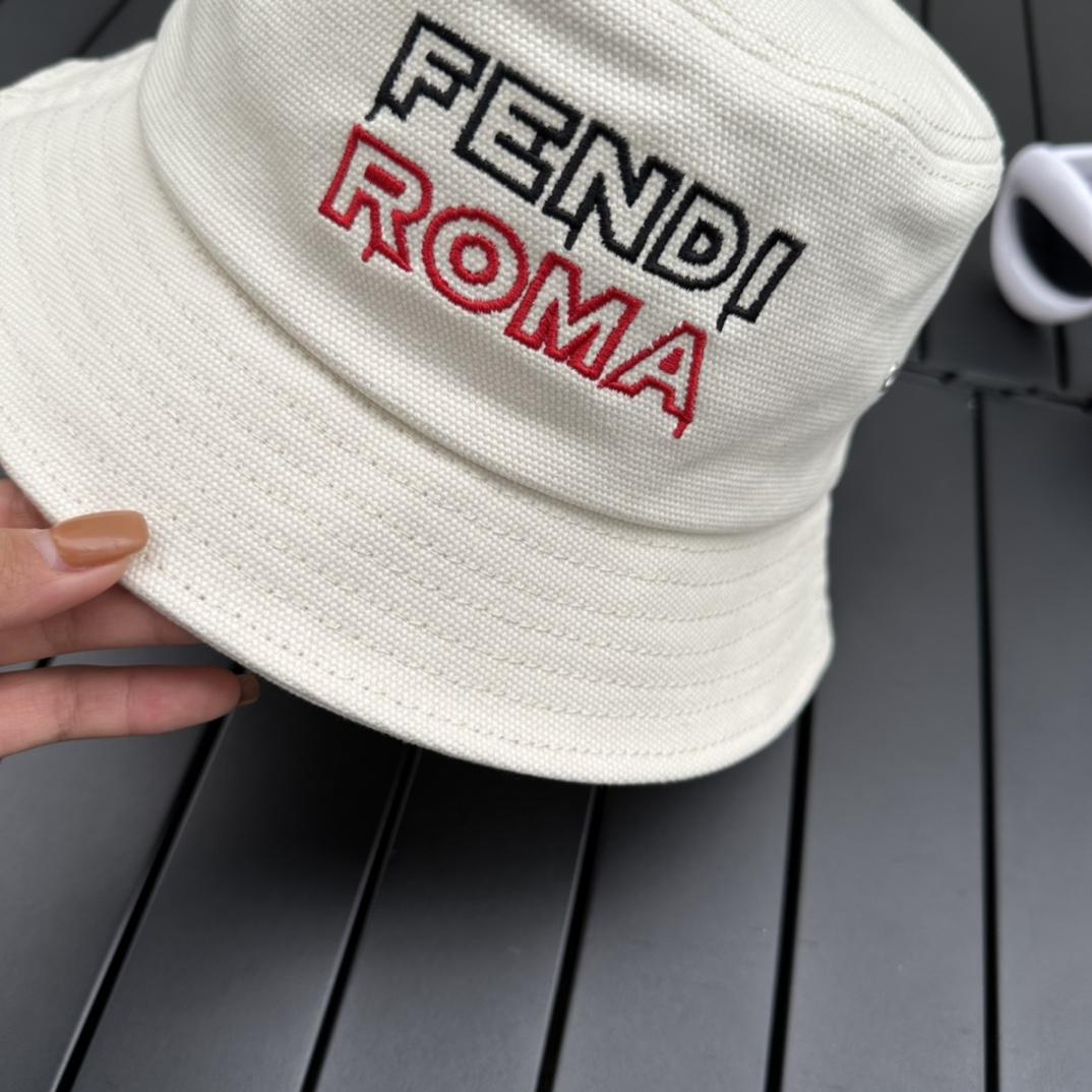 Fendi Lunar New Year Capsule White Fabric Bucket Hat - PerfectKickZ