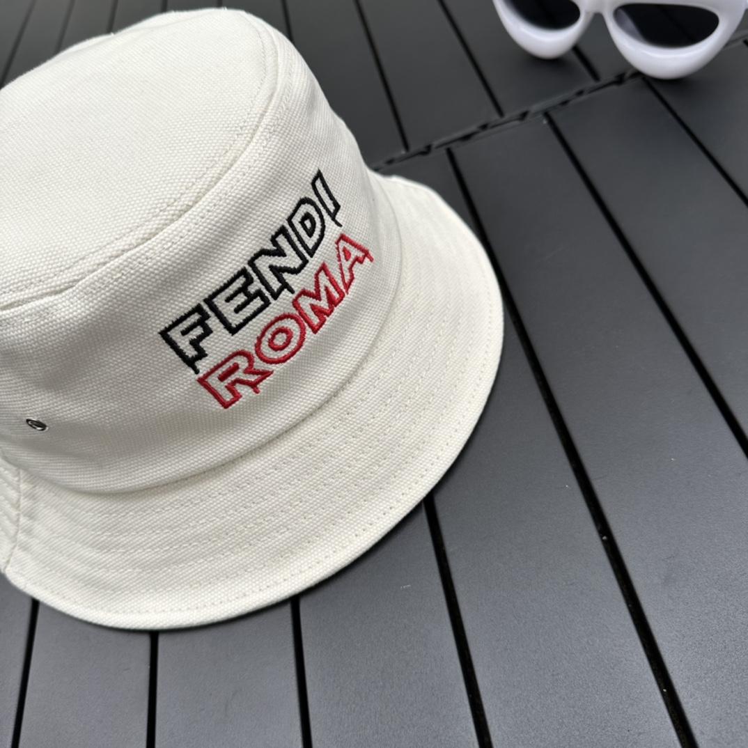Fendi Lunar New Year Capsule White Fabric Bucket Hat - PerfectKickZ