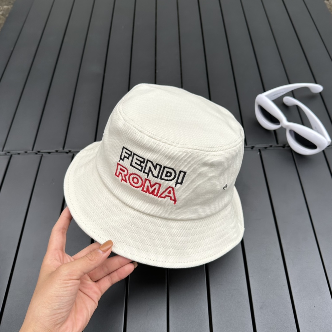 Fendi Lunar New Year Capsule White Fabric Bucket Hat - PerfectKickZ