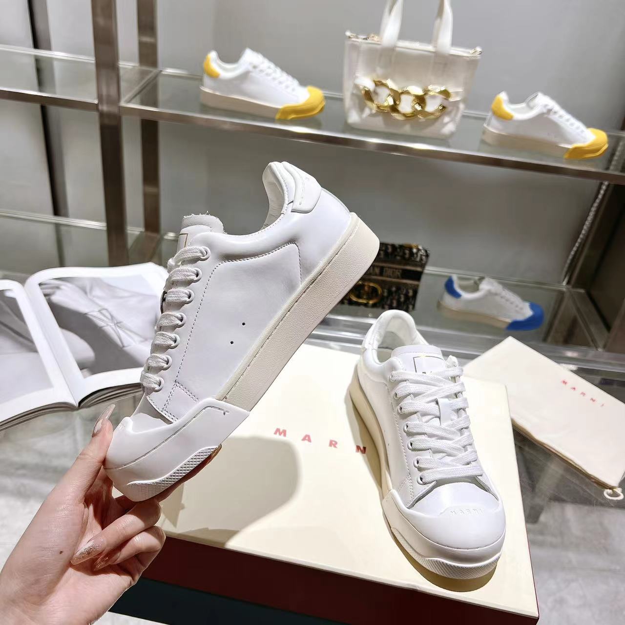 Marni Dada Bumper Sneaker In White Leather - PerfectKickZ