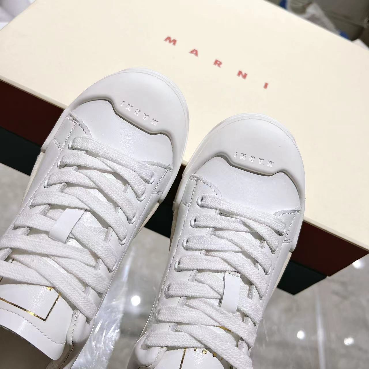 Marni Dada Bumper Sneaker In White Leather - PerfectKickZ