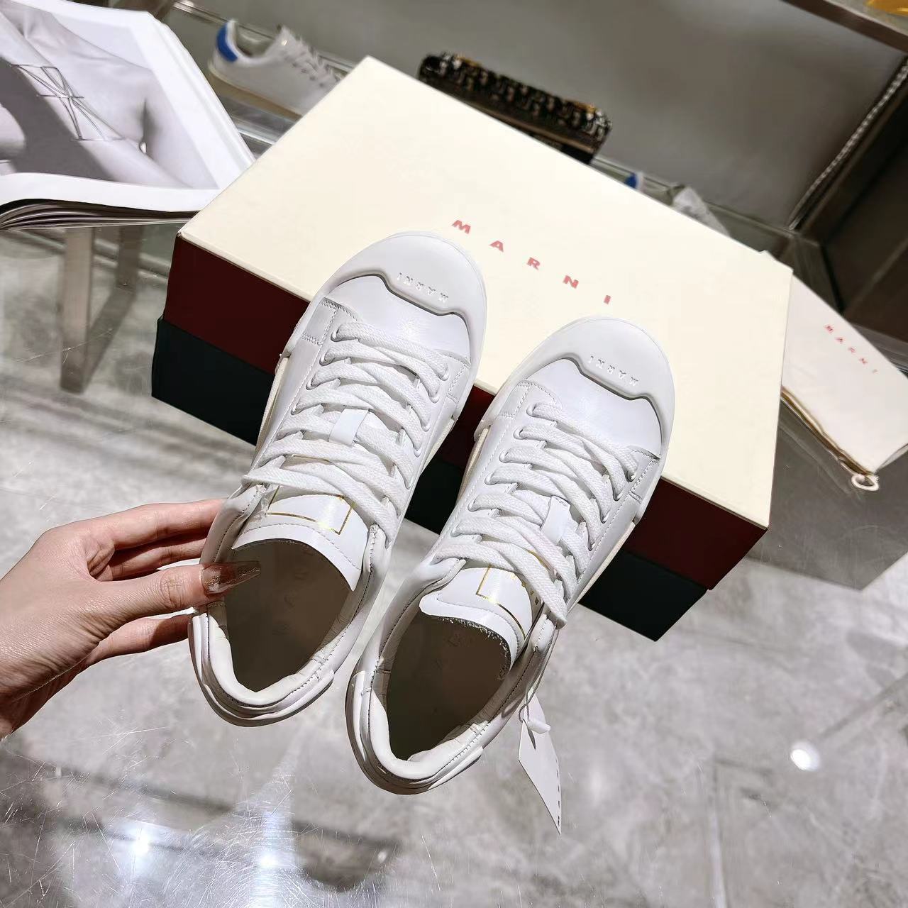 Marni Dada Bumper Sneaker In White Leather - PerfectKickZ