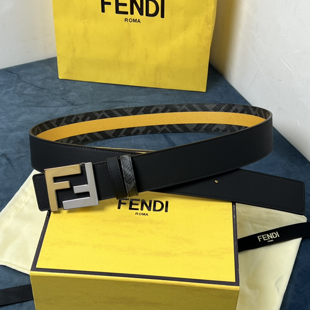 Fendi Reversible Black Leather Belt  - PerfectKickZ
