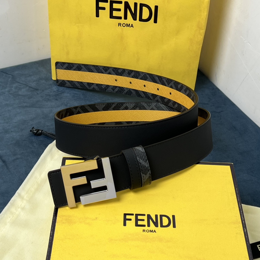 Fendi Reversible Black Leather Belt  - PerfectKickZ