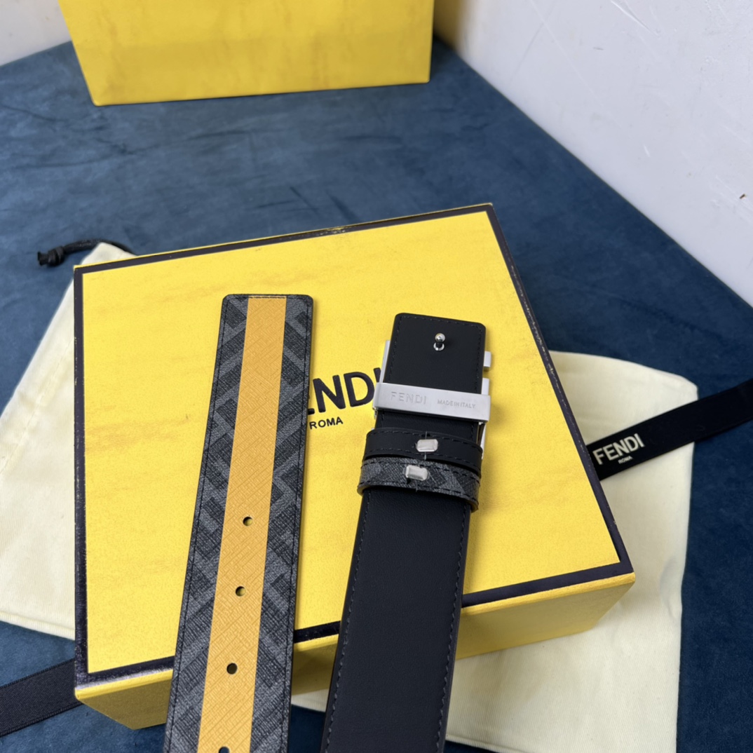 Fendi Reversible Black Leather Belt  - PerfectKickZ