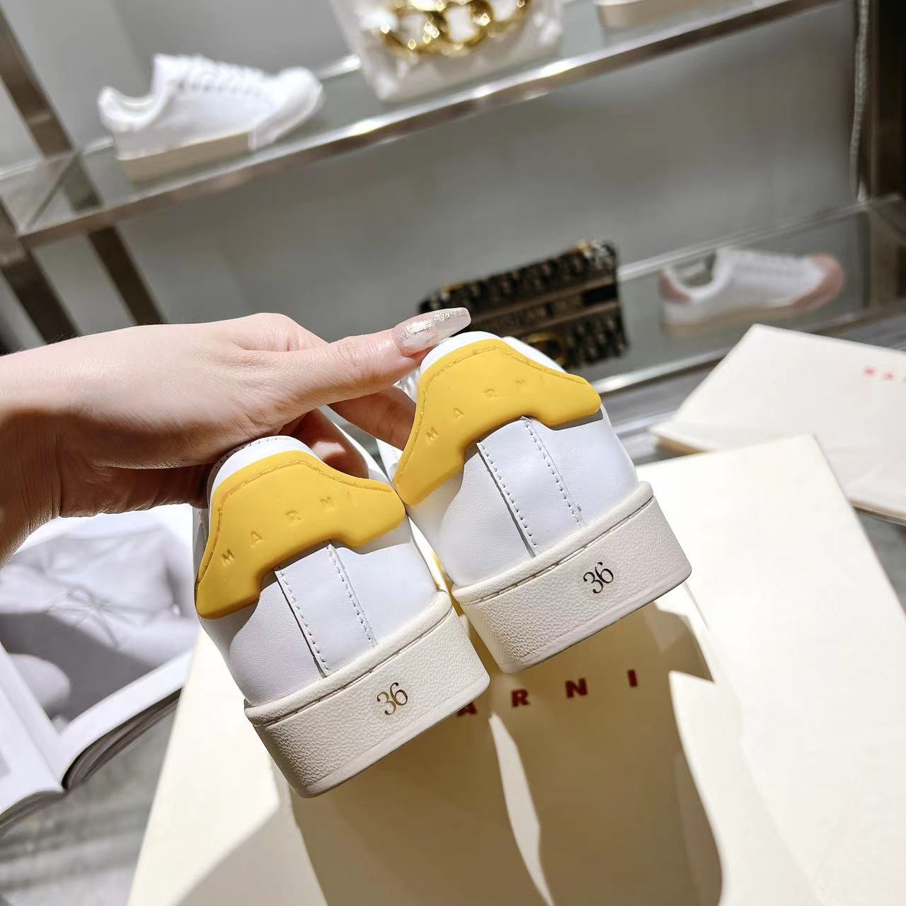 Marni Dada Bumper Sneaker In White And Yellow Leather - 