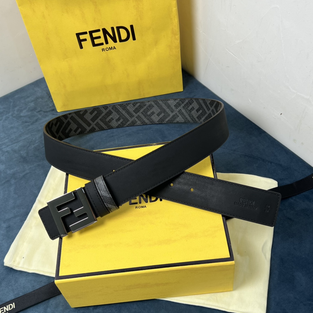 Fendi Reversible Black Leather Belt  - PerfectKickZ