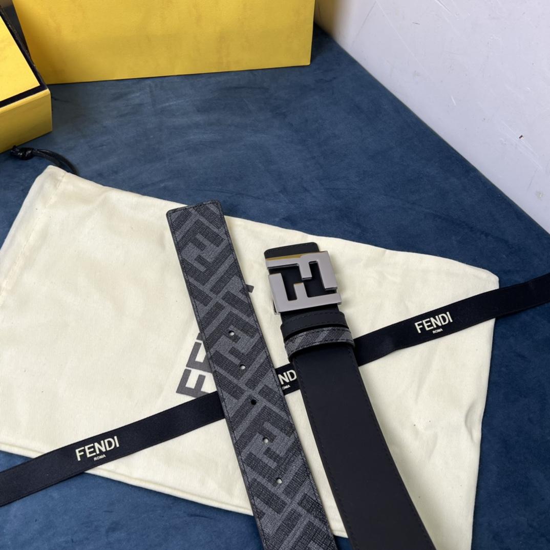 Fendi Reversible Black Leather Belt  - PerfectKickZ