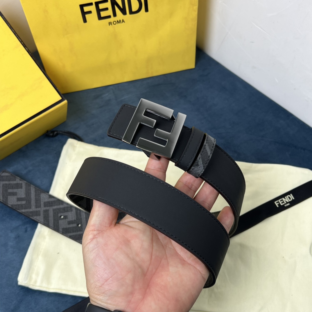 Fendi Reversible Black Leather Belt  - PerfectKickZ