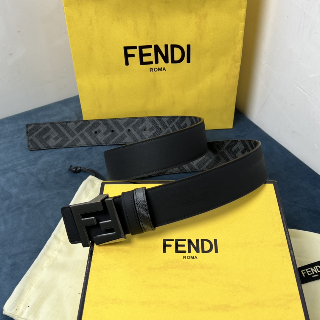 Fendi Reversible Black Leather Belt  - PerfectKickZ