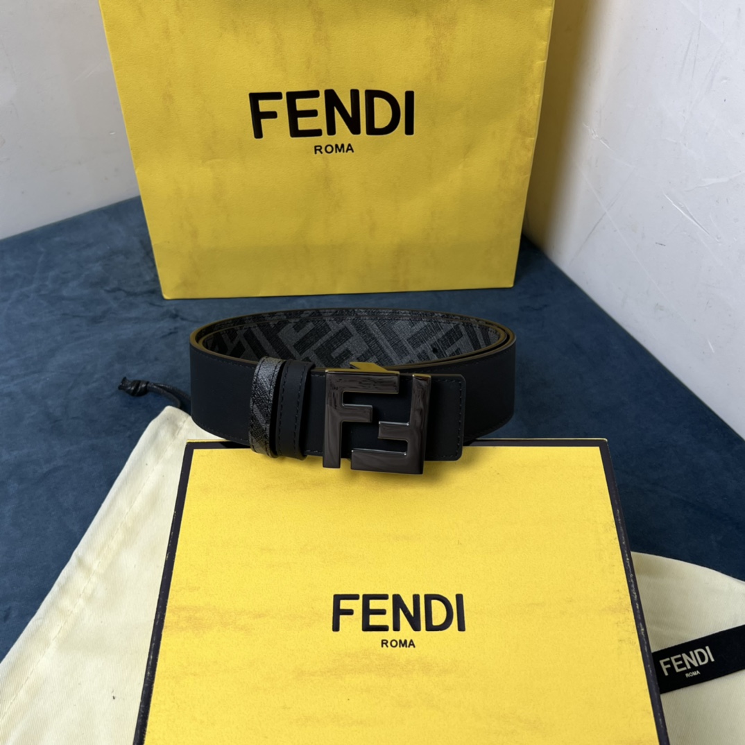 Fendi Reversible Black Leather Belt  - PerfectKickZ