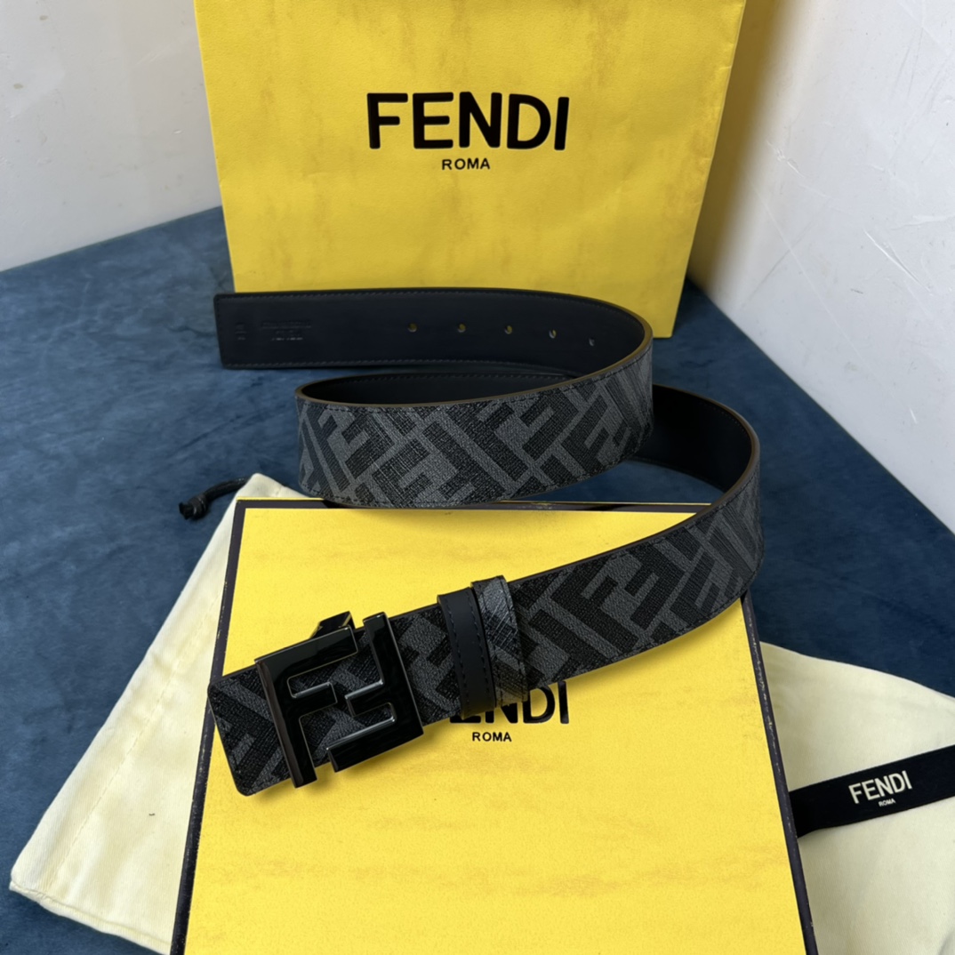 Fendi Reversible Black Leather Belt  - PerfectKickZ