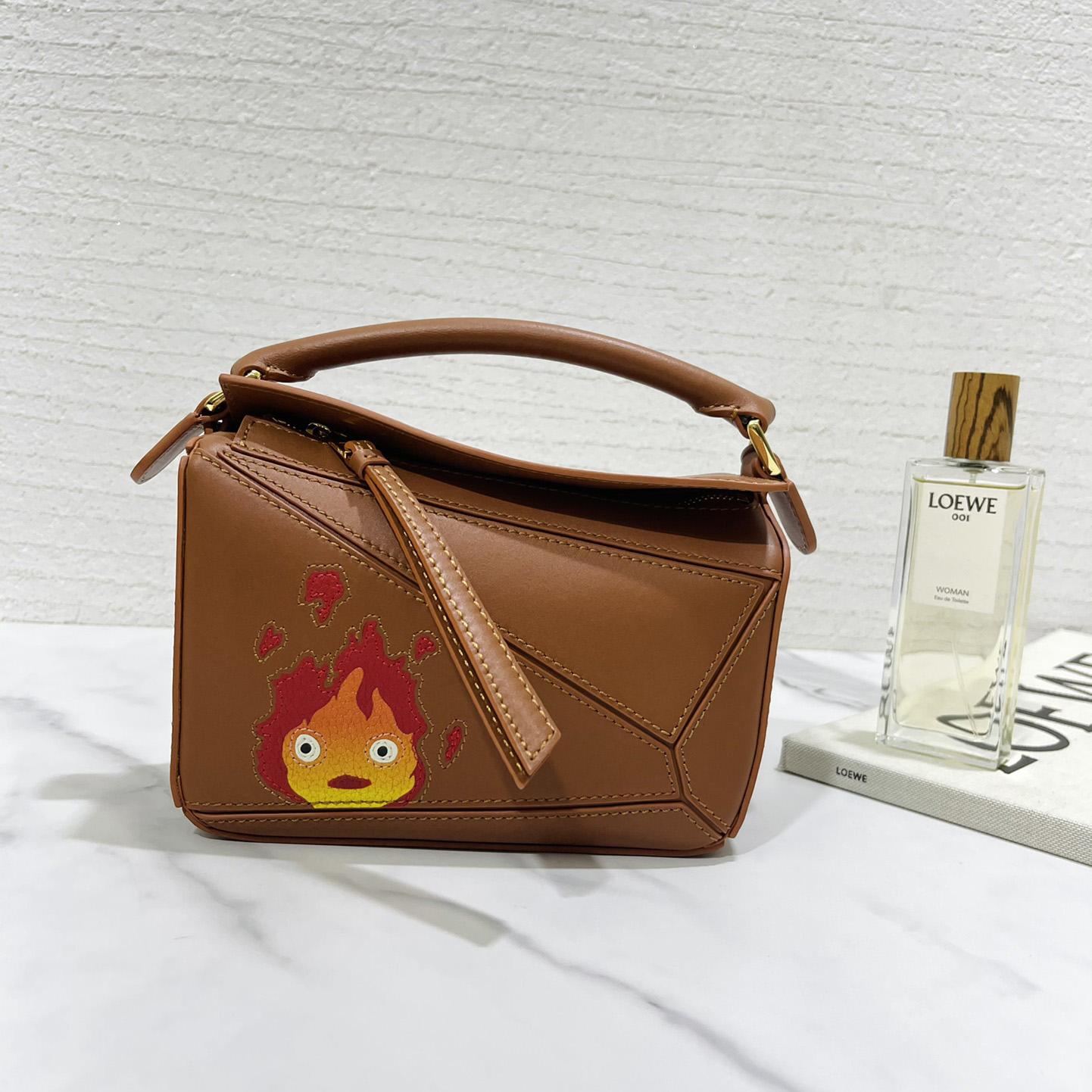 Loewe Calcifer Mini Puzzle Bag In Satin Calfskin And Crystal - PerfectKickZ