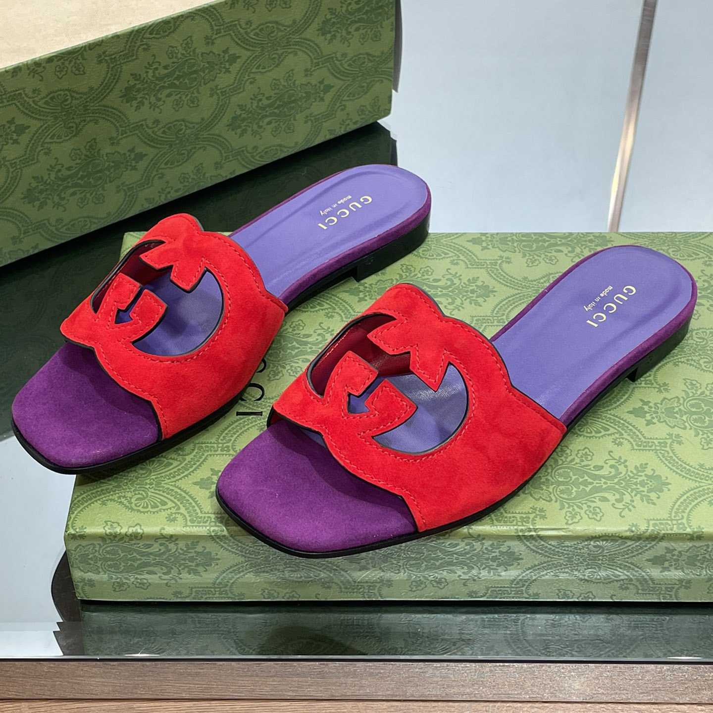 Gucci Women's Interlocking G Cut-out Slide Sandal - PerfectKickZ