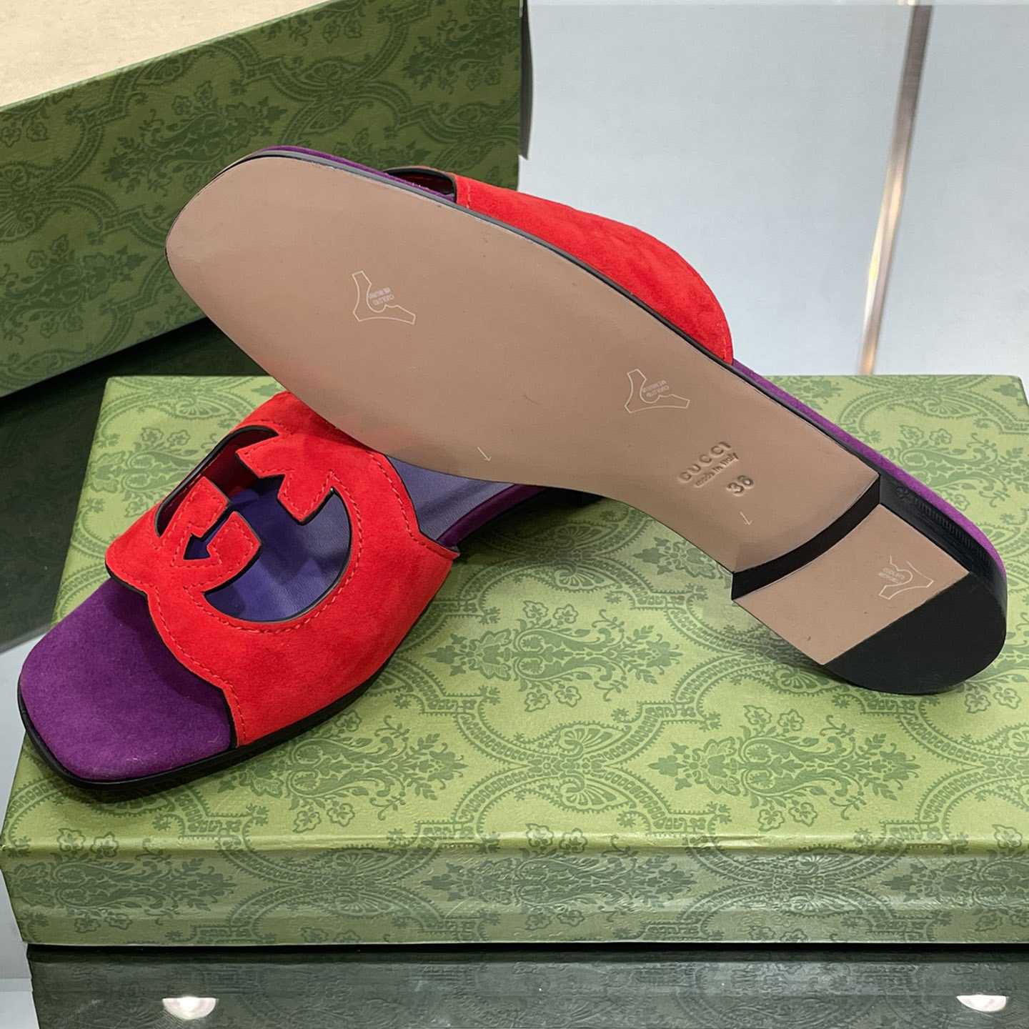 Gucci Women's Interlocking G Cut-out Slide Sandal - PerfectKickZ