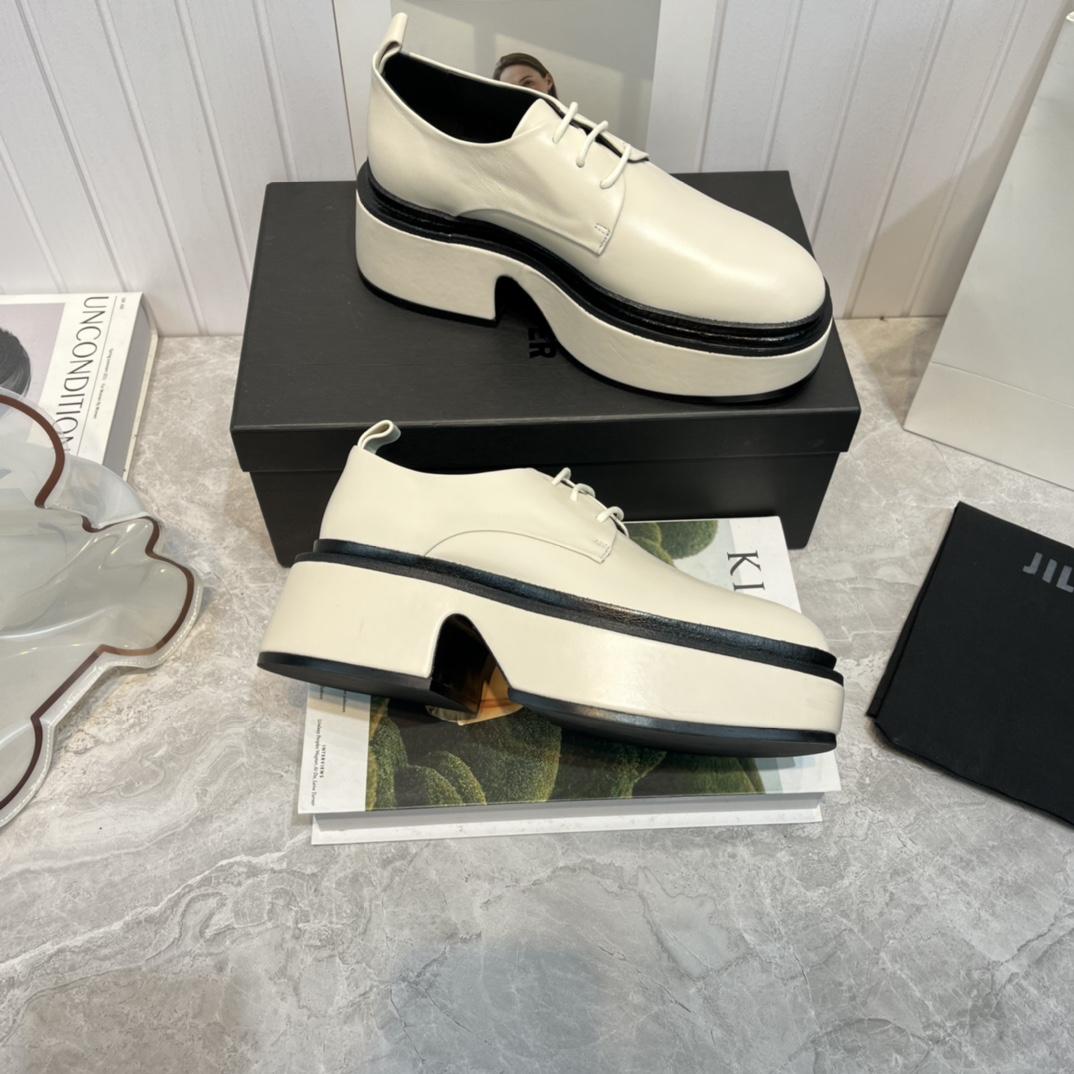 JIl Sander White Wedge Lace-Ups - PerfectKickZ