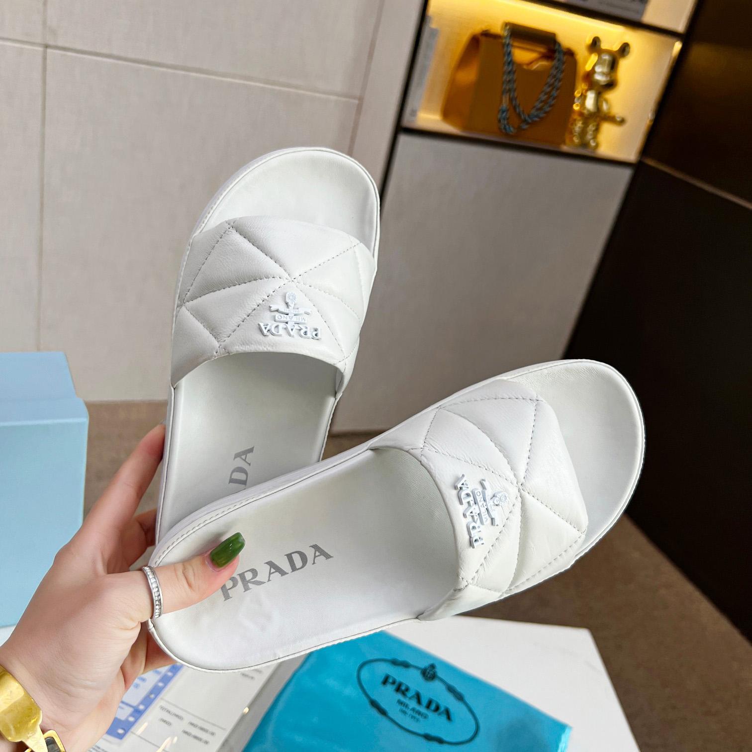 Prada Quilted Nappa Leather Slides - PerfectKickZ
