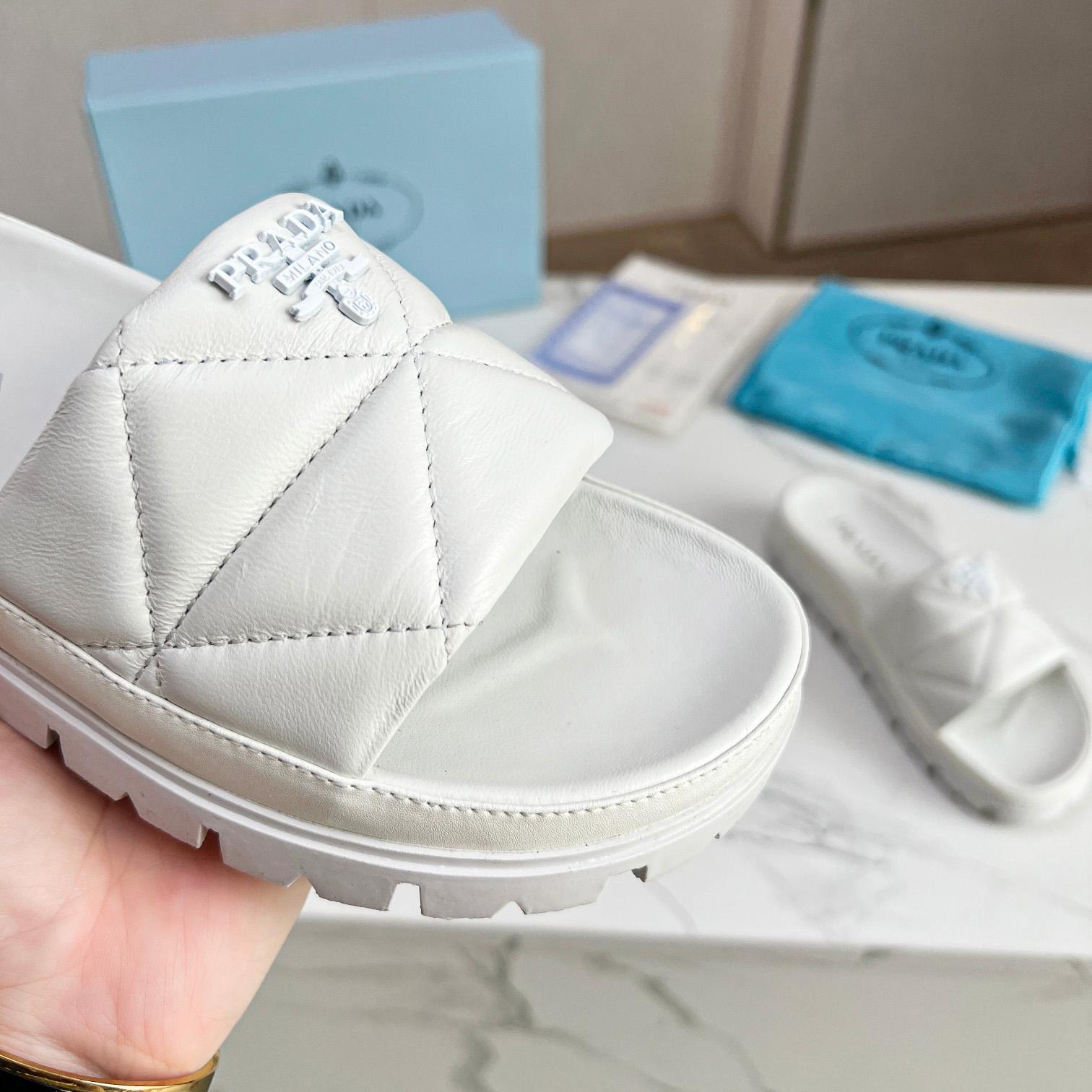 Prada Quilted Nappa Leather Slides - PerfectKickZ