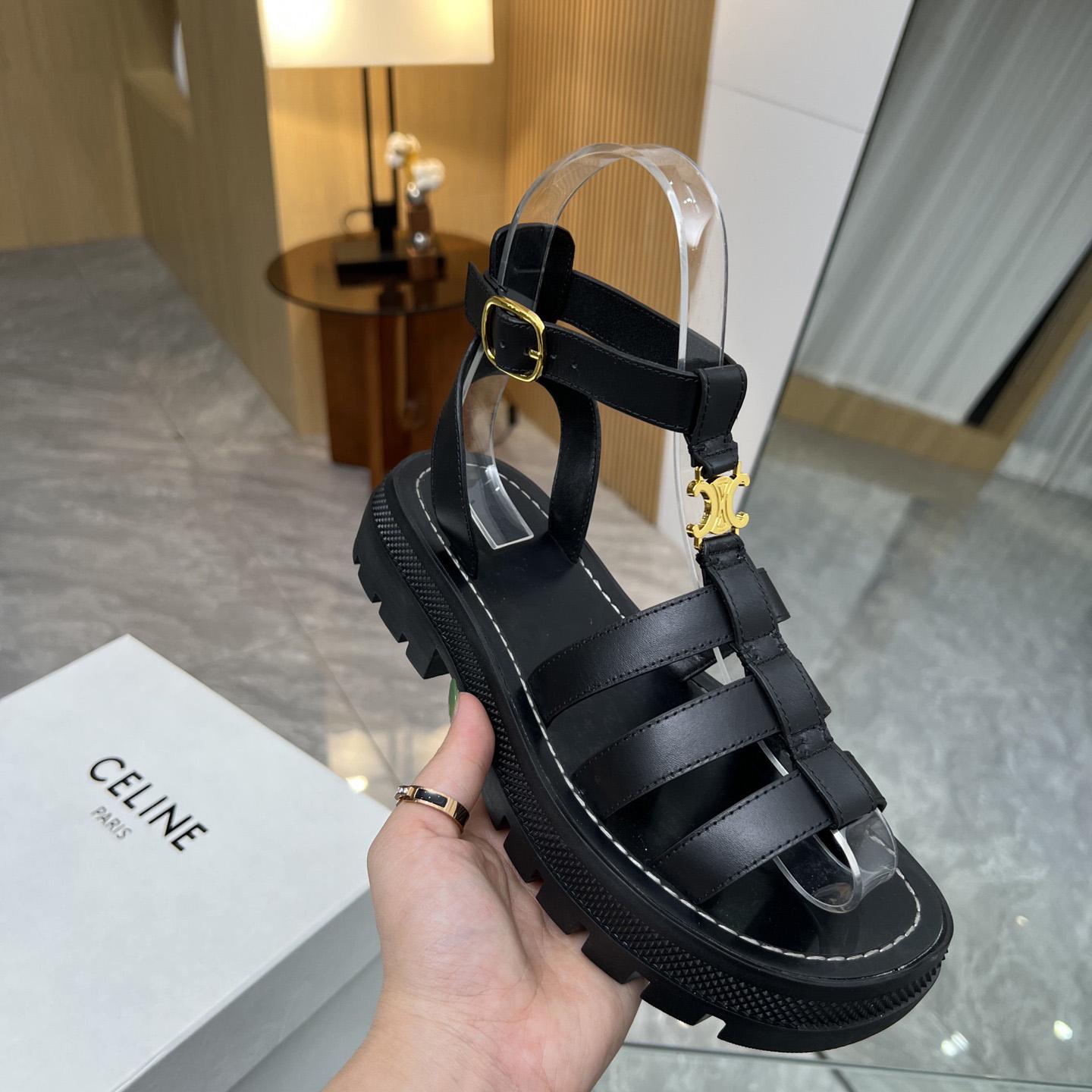 Celine Clea Triomphe Gladiator Chunky Sandal In Vegetable - Tanned Calfskin - PerfectKickZ