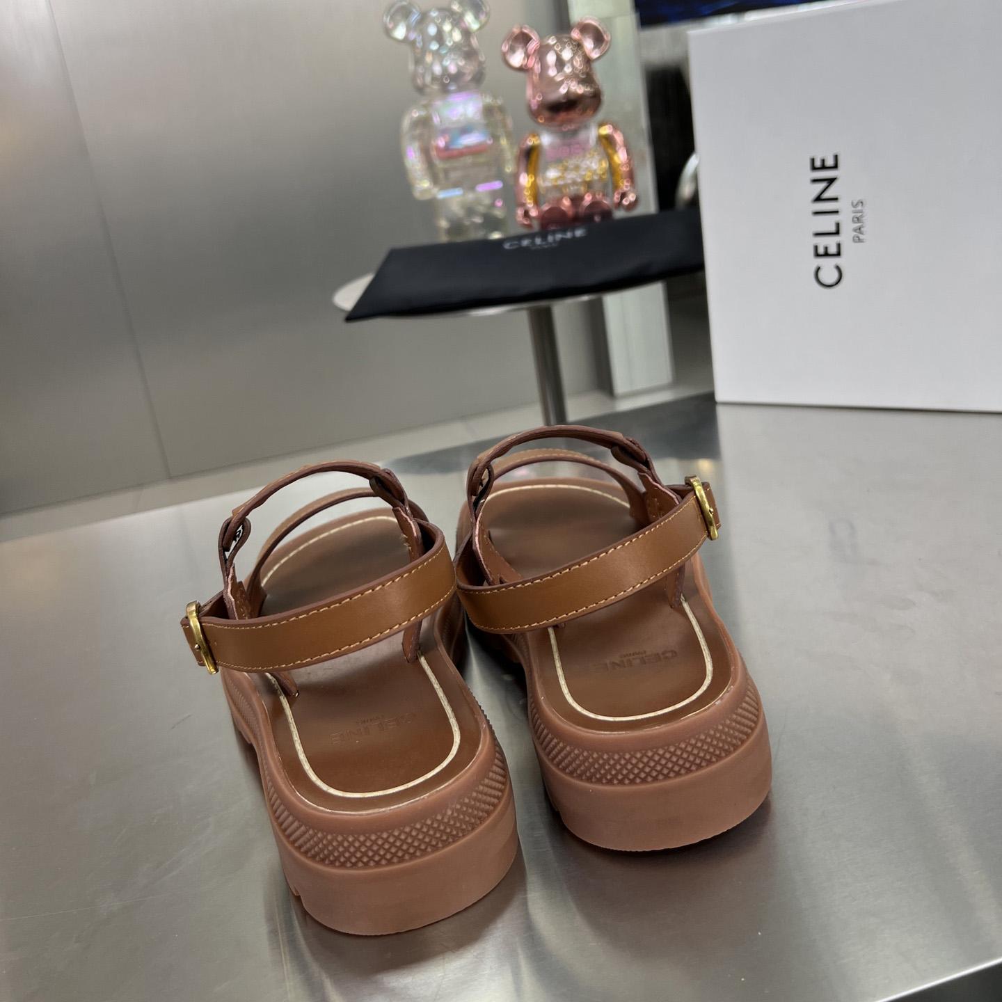 Celine Clea Triomphe Sandal In Vegetable - Tanned Calfskin - PerfectKickZ
