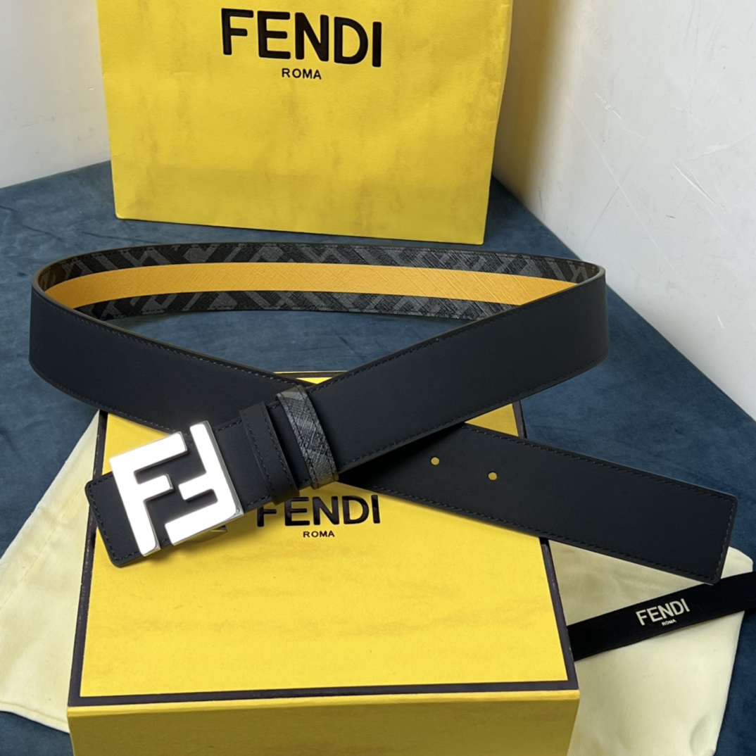 Fendi Reversible Black Leather Belt  - PerfectKickZ