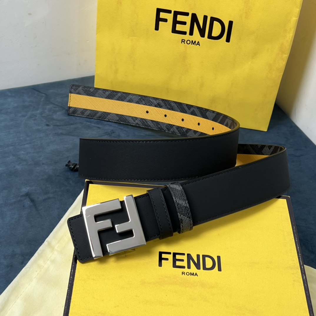 Fendi Reversible Black Leather Belt  - PerfectKickZ