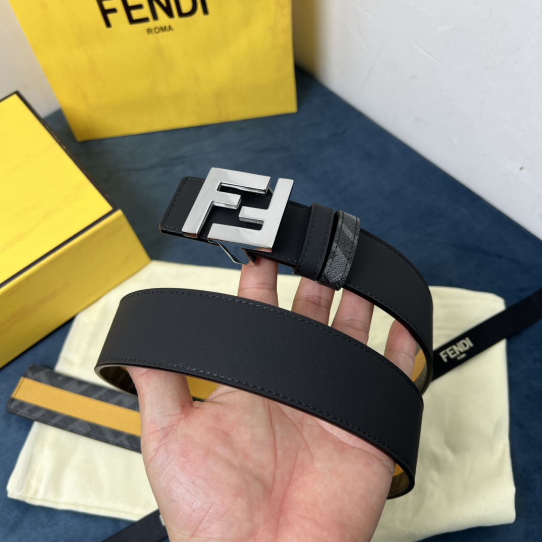 Fendi Reversible Black Leather Belt  - PerfectKickZ