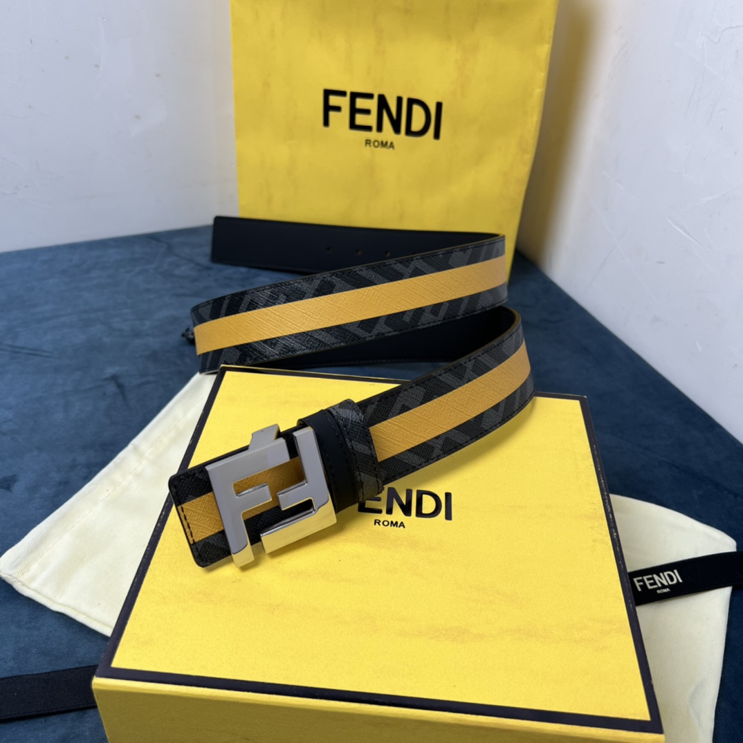 Fendi Reversible Black Leather Belt  - PerfectKickZ