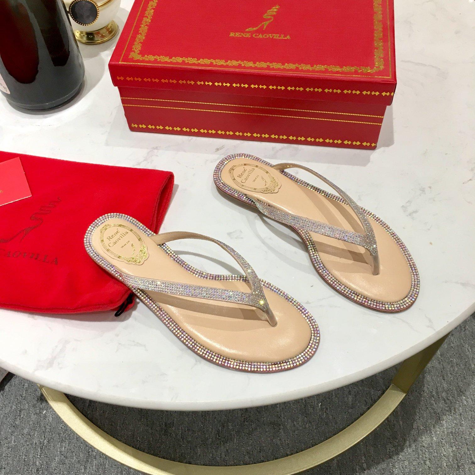 Rene Caovilla Diana Crystal Beige Flip-Flop 10 - PerfectKickZ