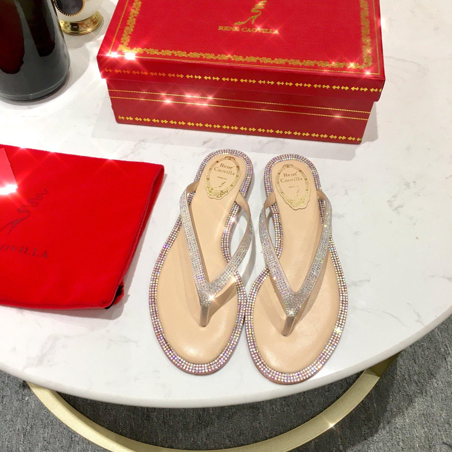 Rene Caovilla Diana Crystal Beige Flip-Flop 10 - PerfectKickZ