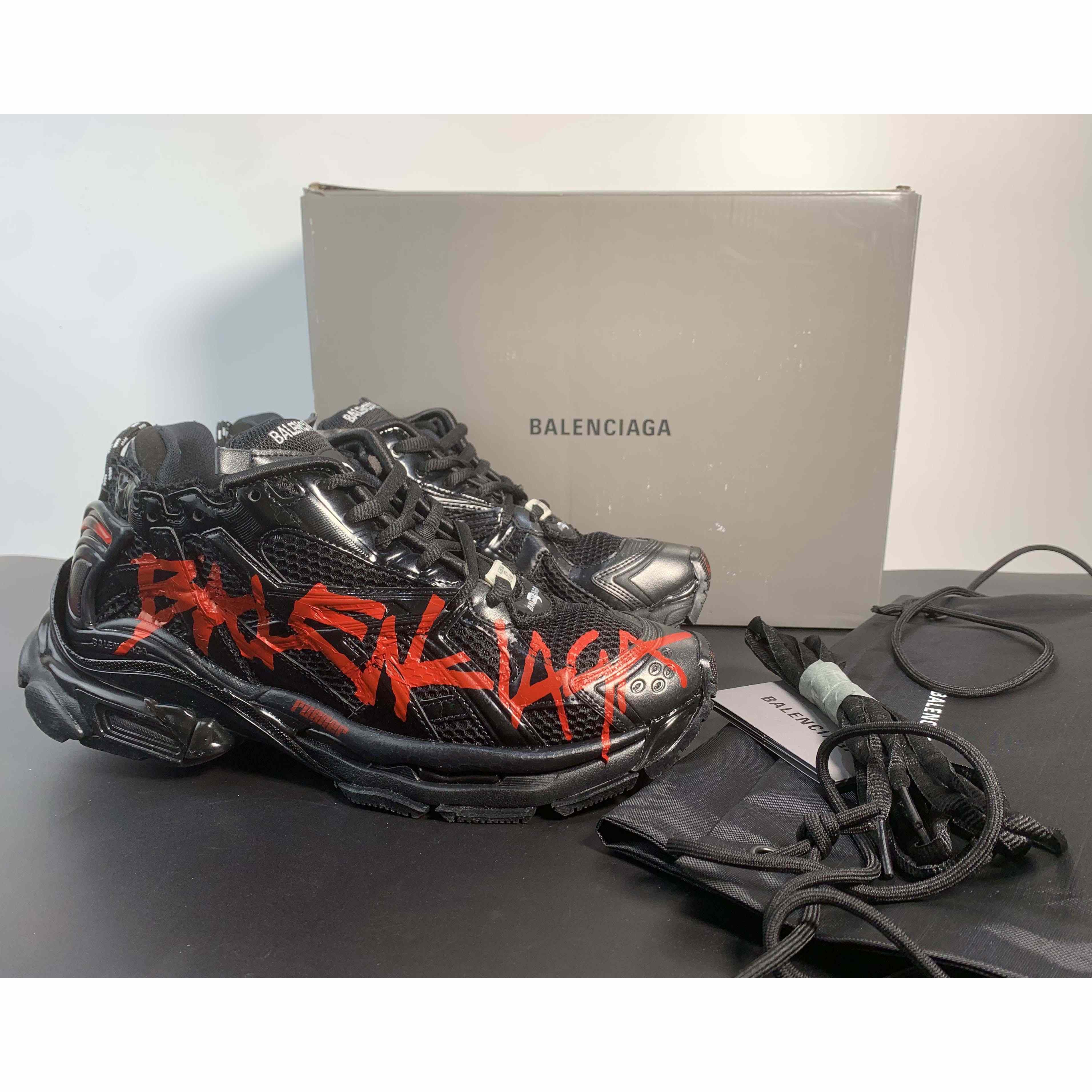 Balenciaga Runner Graffiti Sneaker In Black - PerfectKickZ
