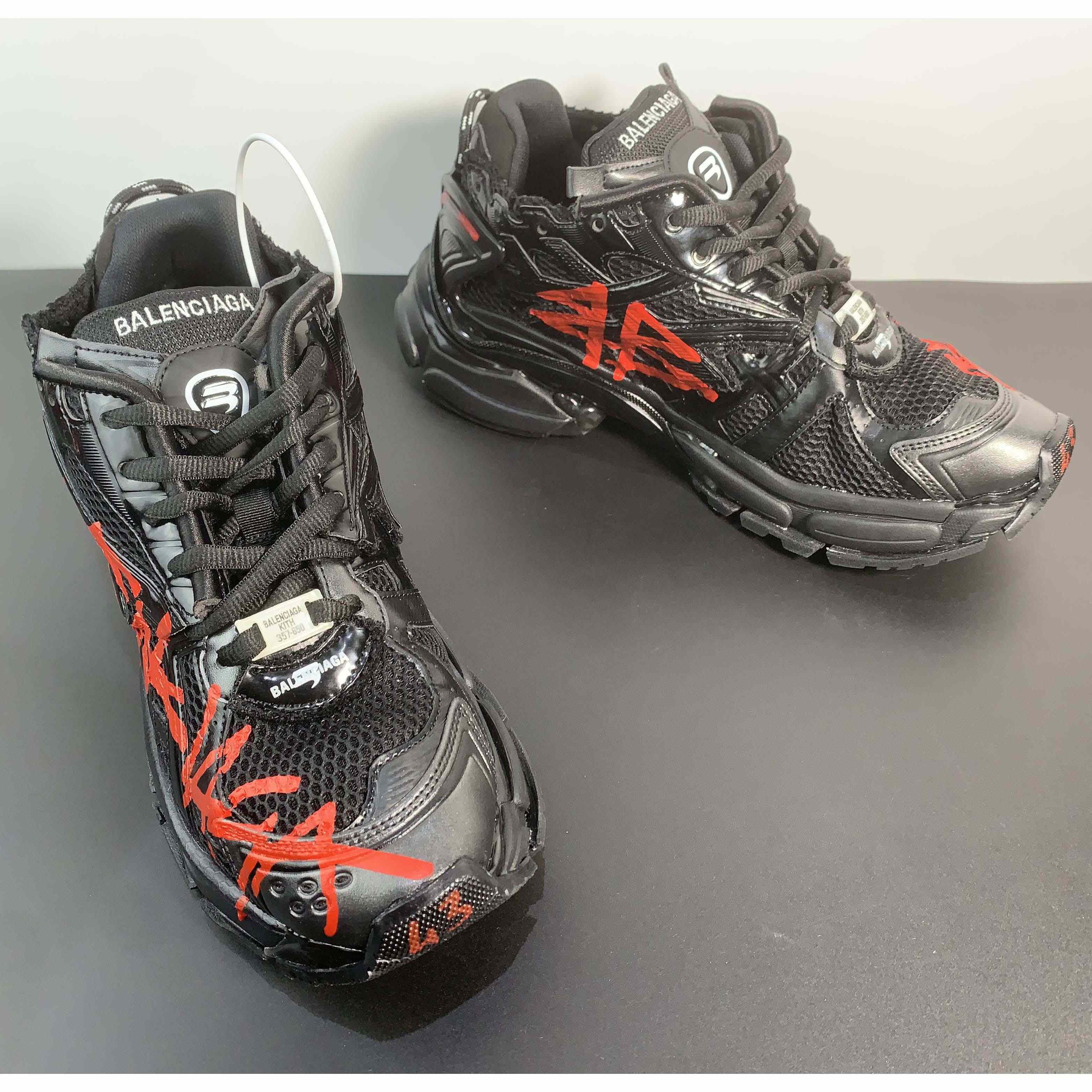 Balenciaga Runner Graffiti Sneaker In Black - PerfectKickZ
