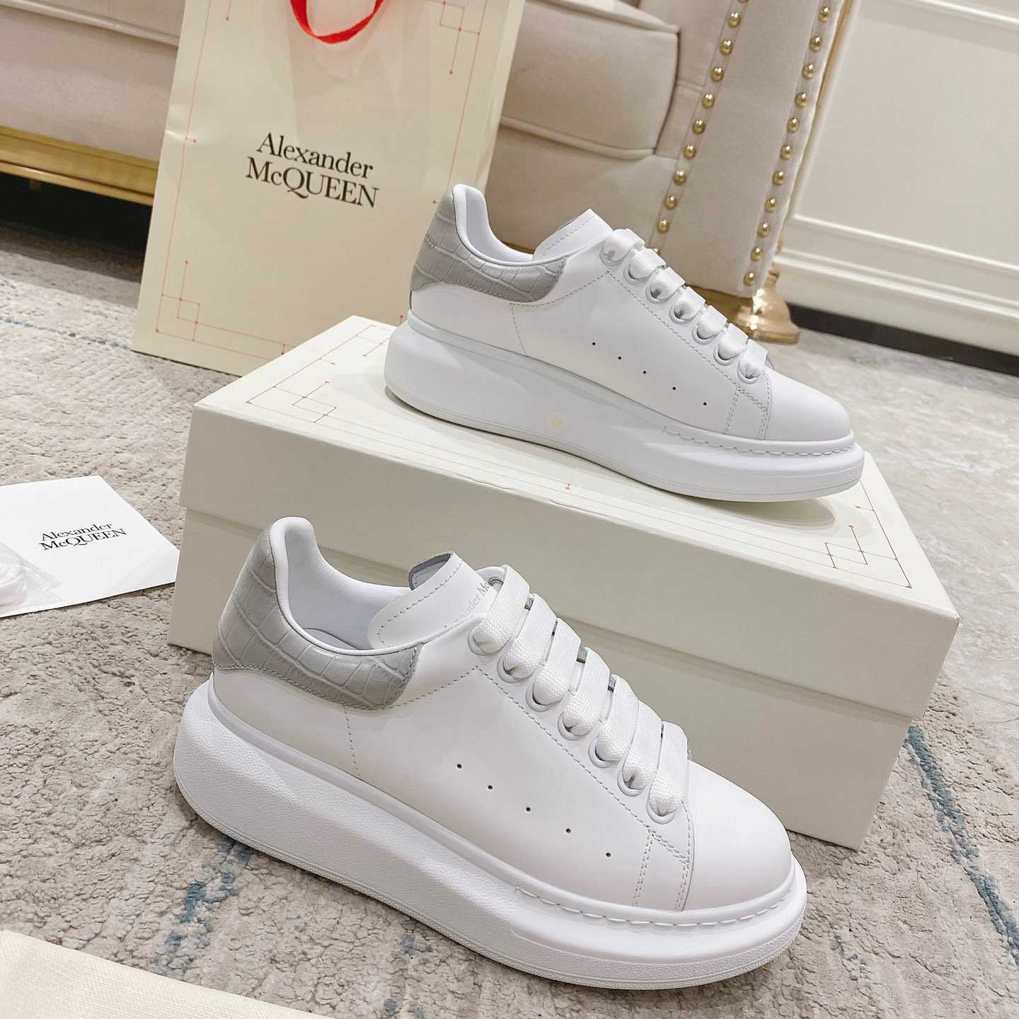 Alexander Mqueen Oversized Sneaker In White/Grey - PerfectKickZ