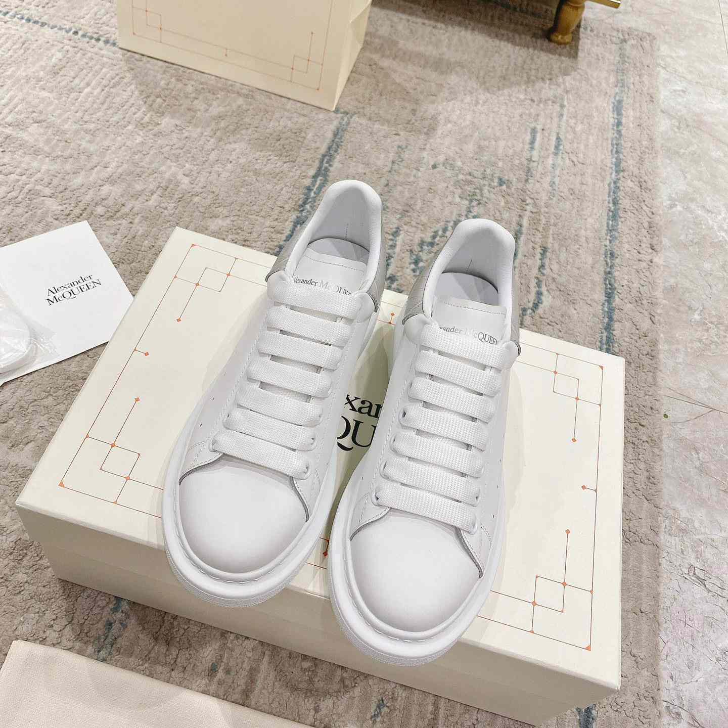 Alexander Mqueen Oversized Sneaker In White/Grey - PerfectKickZ