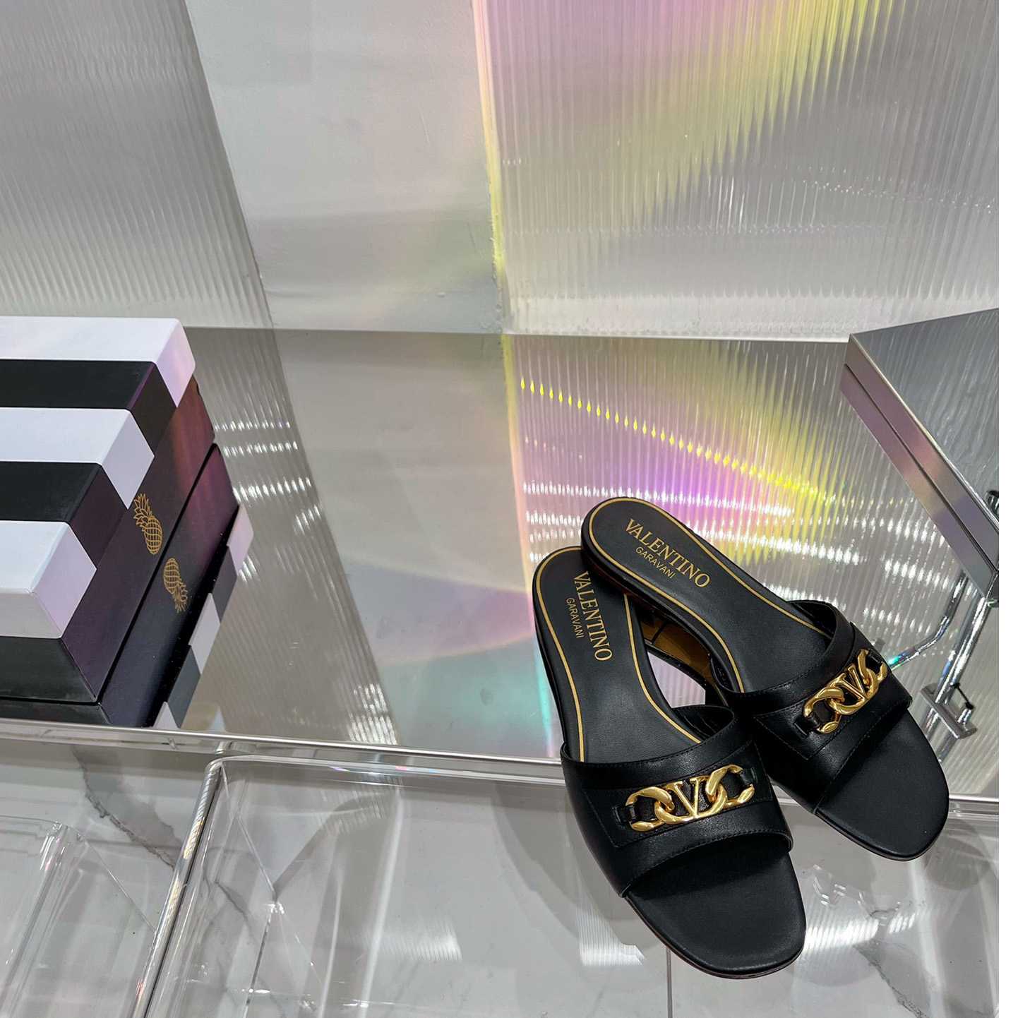 Valenti Garavani VLogo Leather Slides - PerfectKickZ