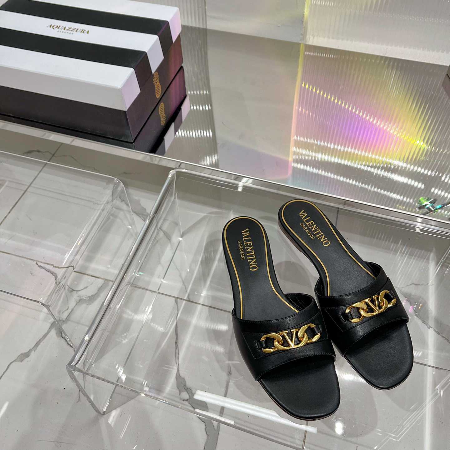 Valenti Garavani VLogo Leather Slides - PerfectKickZ