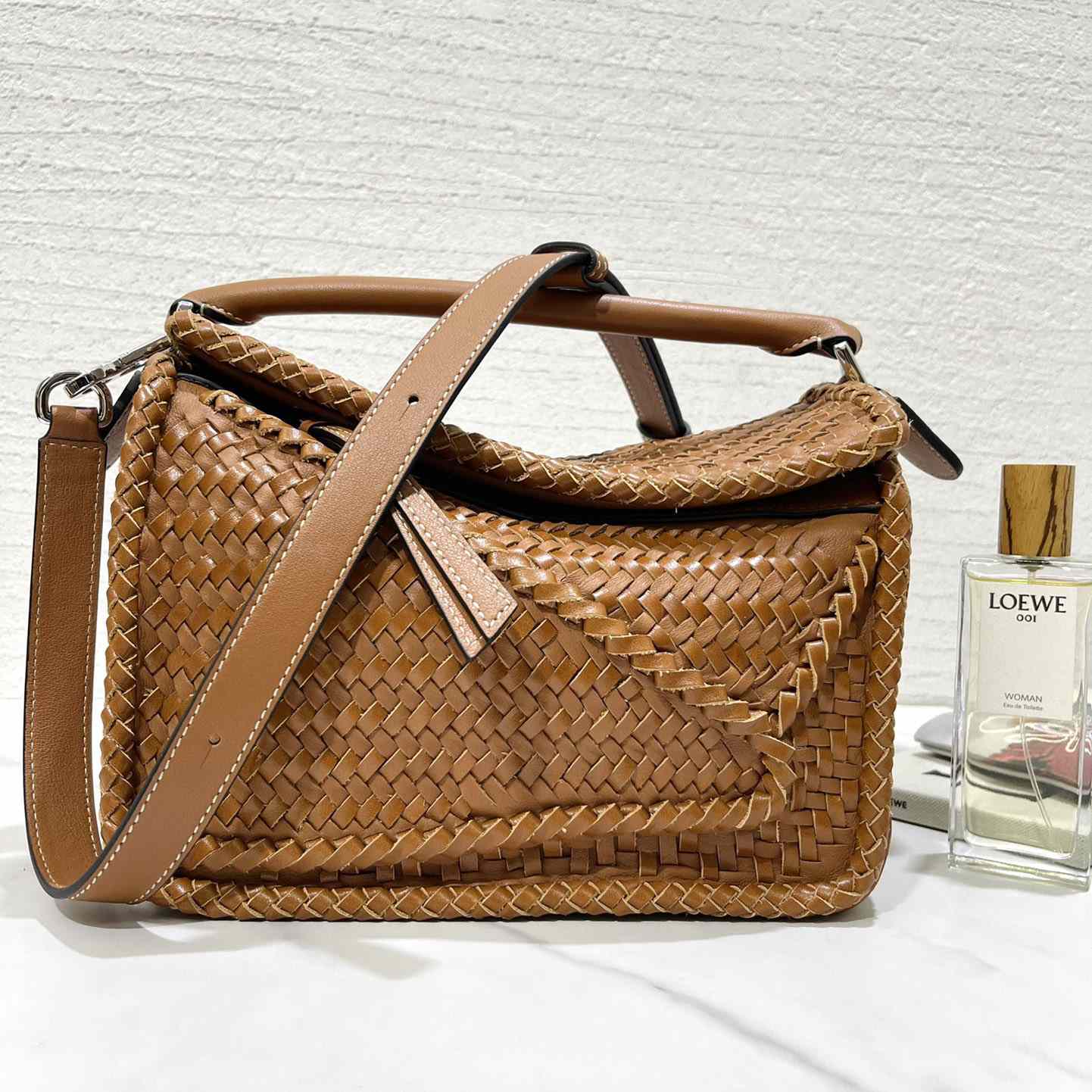Loewe Women's Brown Puzzle Woven Small Bag(24*16.5*10cm) - PerfectKickZ
