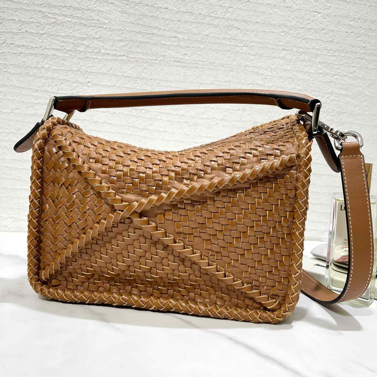Loewe Women's Brown Puzzle Woven Small Bag(24*16.5*10cm) - PerfectKickZ