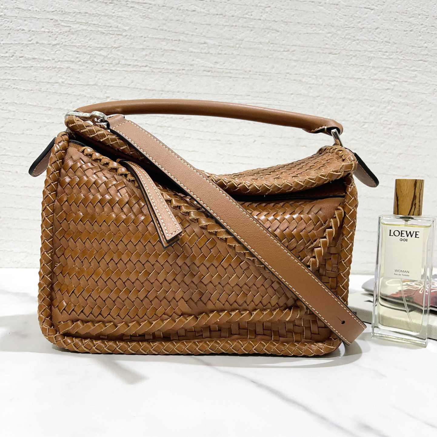Loewe Women's Brown Puzzle Woven Small Bag(24*16.5*10cm) - PerfectKickZ