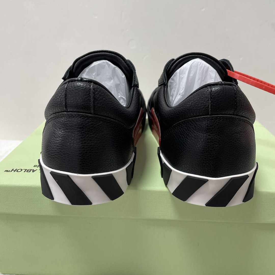 Off White Black Canvas Vulcanized Low Sneakers - PerfectKickZ
