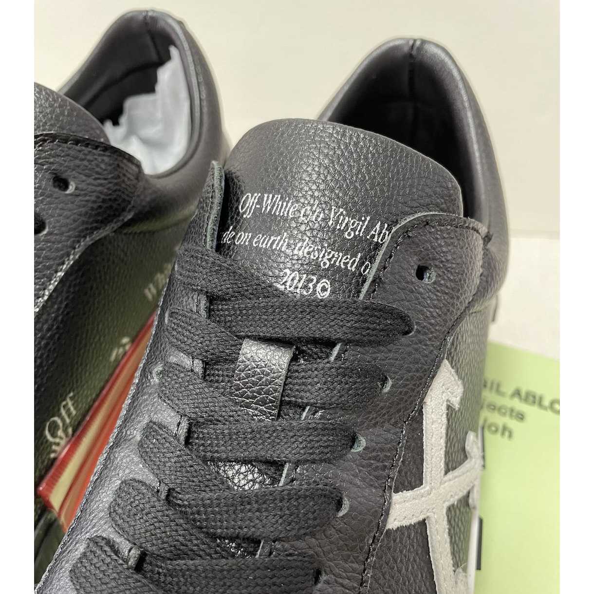 Off White Black Canvas Vulcanized Low Sneakers - PerfectKickZ