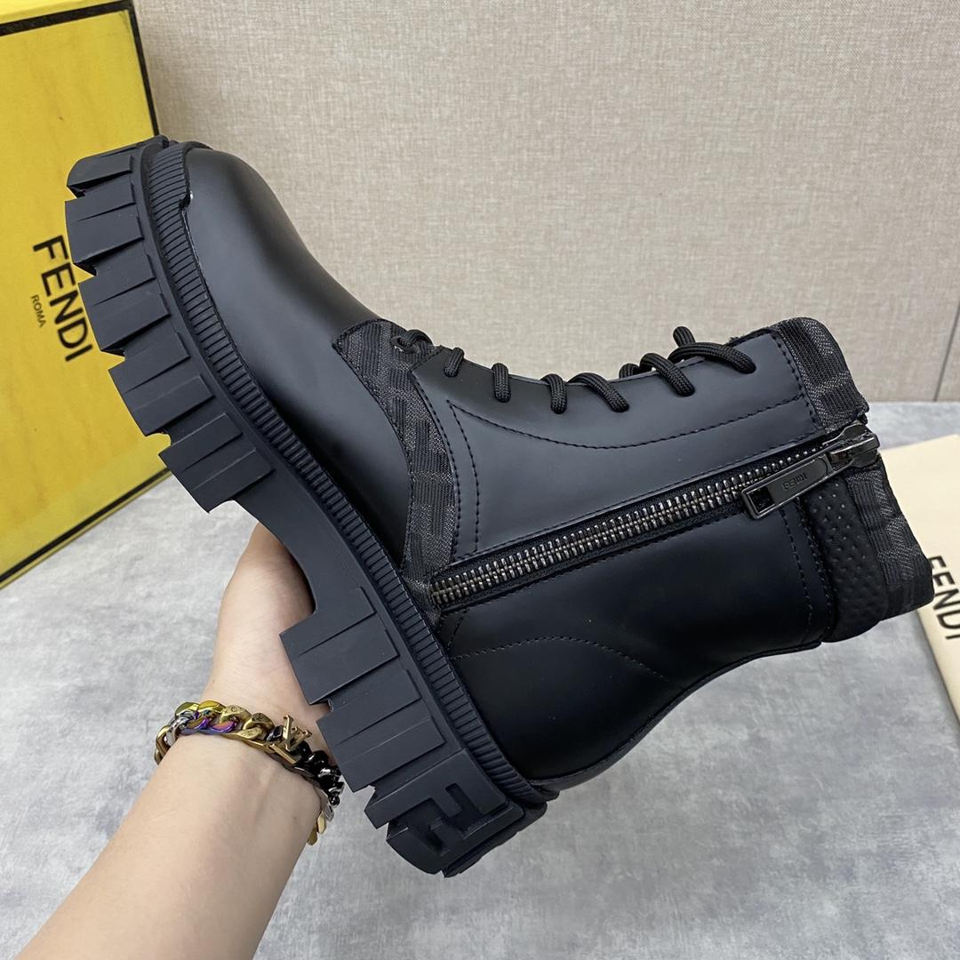 Fendi Force Black Leather Ankle Boots - PerfectKickZ